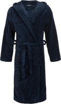 Kinderbadjas fleece - capuchon badjas kind - marineblauw - ochtendjas flanel fleece - maat XL (152/158)