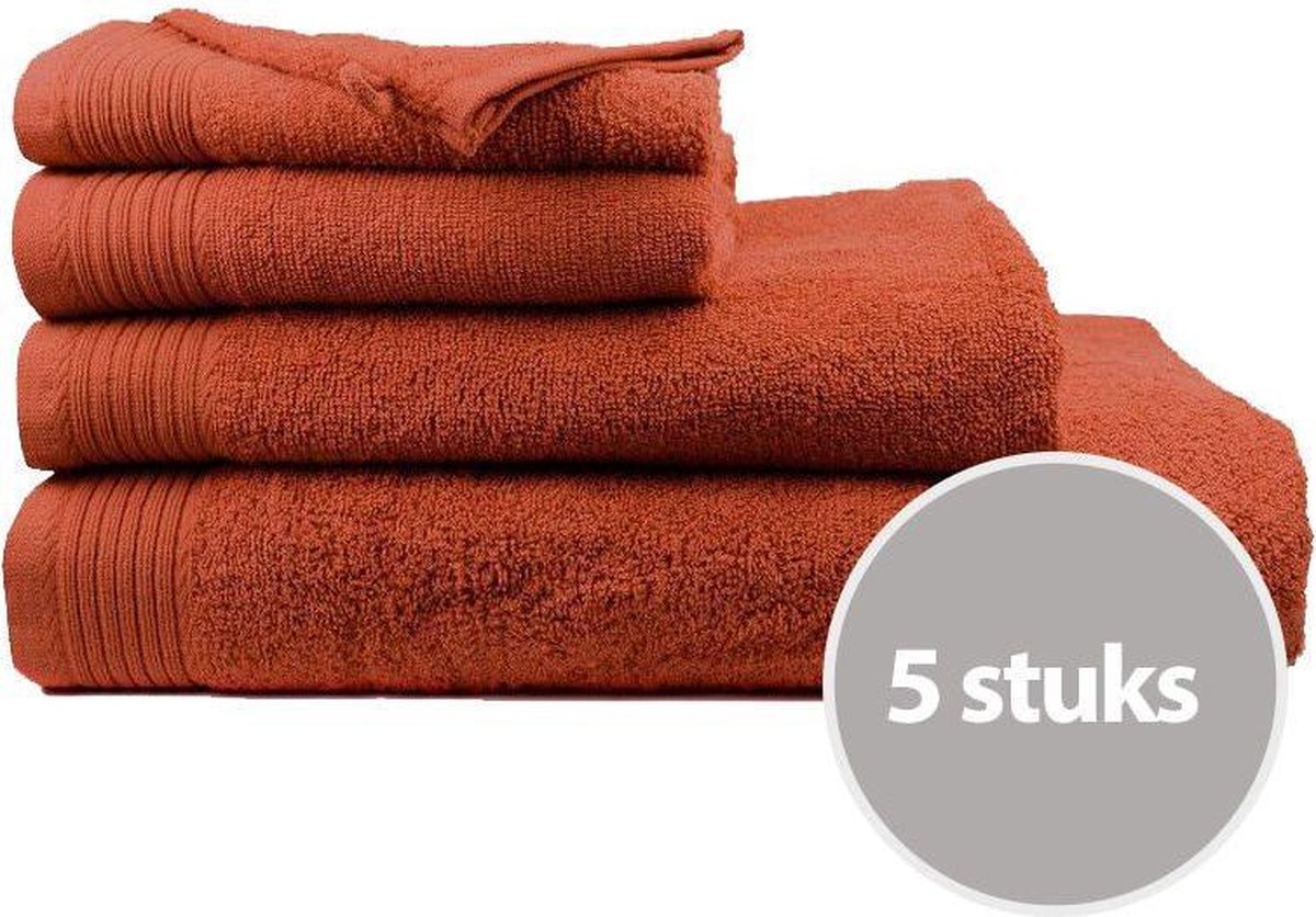 The One Handdoek - Deluxe 50x100cm - 550 gr - Terra Spice - 5 stuks