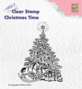 CT017 kerstboom Stempel Nellie Snellen - Clearstamp kerst boom met cadeau's - christmas time