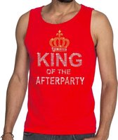 Rood King of the afterparty glitter steentjes singlet/ mouwloos shirt heren - Officiele Toppers in concert merchandise M