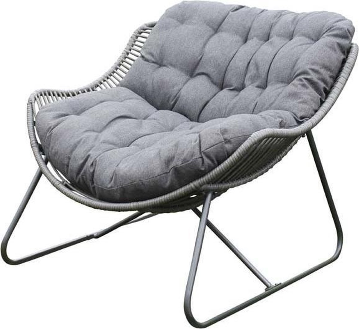 LECO Loungestoel Relaxstoel Martha Wicker Grijs