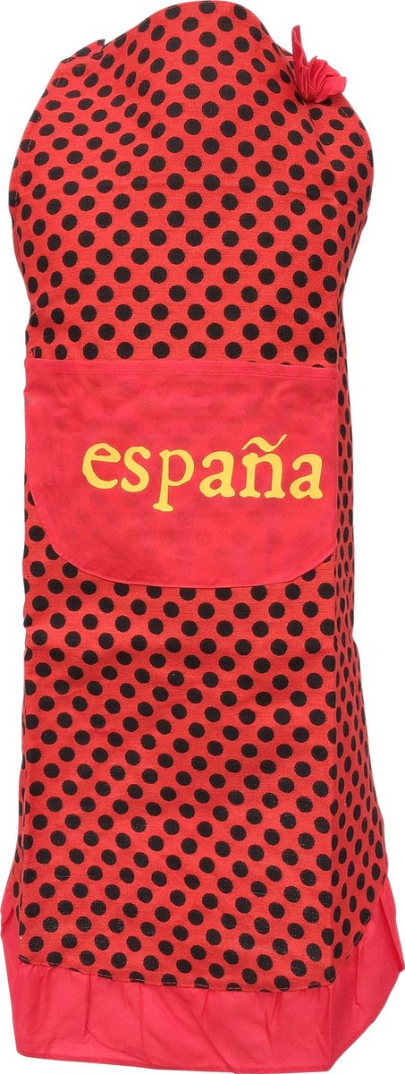 Spaanse flamenco schort, keukenschort España rood zwarte stip verkleedkleding