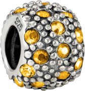 Quiges - 925 - Zilveren - Bedels -Sterling zilver - Beads - Zirkonia Geel Kraal Charm - Geschikt – voor - alle bekende merken - Armband Z628