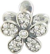Quiges - 925 - Zilveren - Bedels -Sterling zilver - Beads - Zirkonia Bloem Kraal Charm - Geschikt – voor - alle bekende merken - Armband Z635