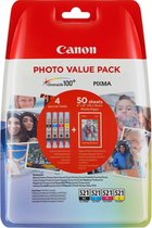 Canon CLI-521 C/M/Y/BK 7ml 7ml Zwart, Cyaan, Geel, Magenta inktcartridge