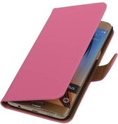 Effen Bookstyle Hoes Geschikt voor Samsung Galaxy S6 Edge Plus G928T Roze