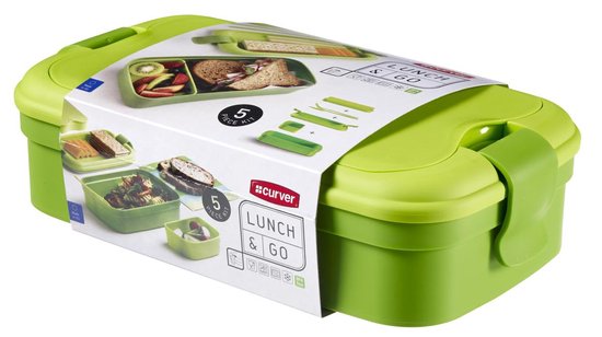 behalve voor bevind zich bagage Curver Lunch&Go - Vershouddoos - Lunchbox - Inclusief Bestek - 2/3  Compartimenten - Groen | bol.com