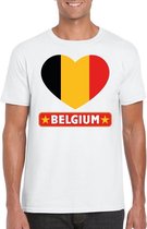 Belgie t-shirt met Belgische vlag in hart wit heren M