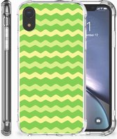 Stevige Bumper Hoesje Geschikt voor iPhone XR Waves Green