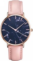 Marmer Horloge Roze - Rosegoudkleurig - Marble Watch -Kunstleer- 38 mm - I-deLuxe verpakking