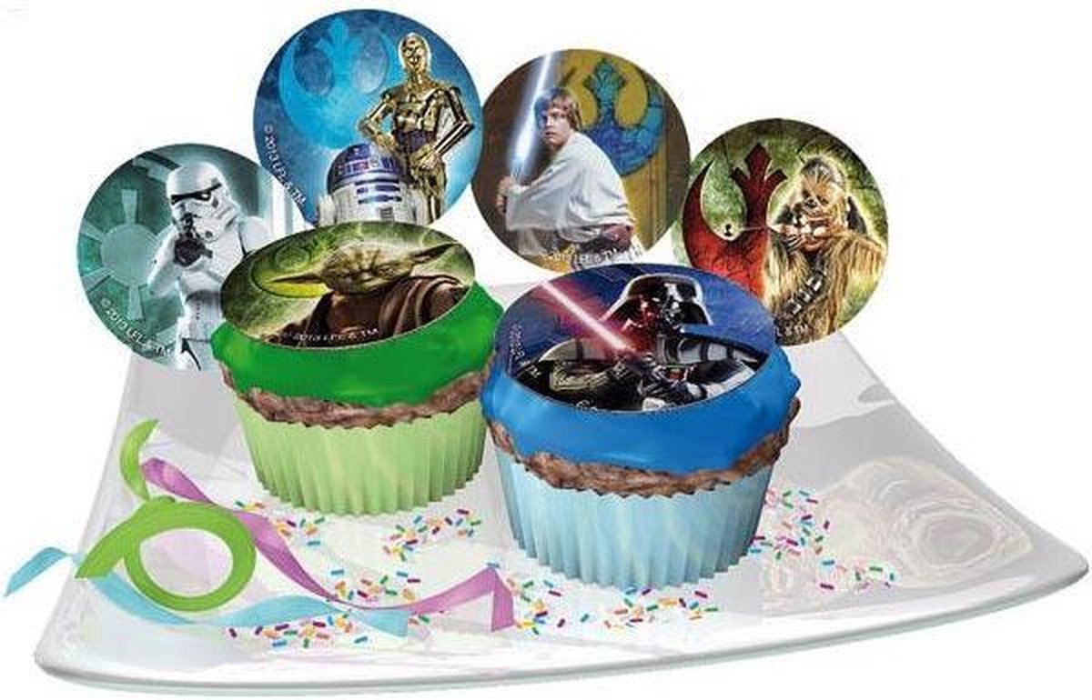 Metafoor Schat tumor Star Wars eetbare cupcake decoratie ø 4,5 cm. 12 st. | bol.com