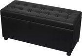 Opberghocker Hocker Poef Zwart Kunstleer 87,5 x 36 x 41 cm