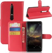 Book Case - Geschikt voor Nokia 6.1 (2018) Hoesje - Rood