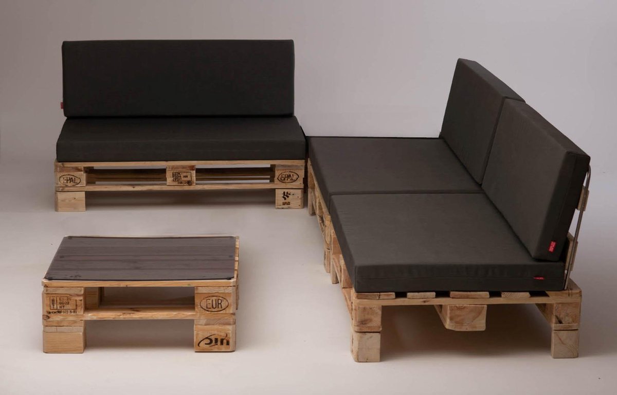 Soflex Lite Pallet Loungeset | 3 houten tuinbanken + 1 tafel Soflex Palletbank |