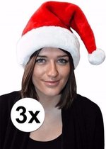 3 rode kerstmutsen voor volwassenen - polyester - one size - kerstmuts