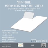 Homee Molton splittopper hoeslaken flanel stretch wit 180x200/220 +12 cm hygiëne matrasbeschermer