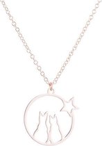 24/7 Jewelry Collection Katten Ketting - Poesen - Kat - Poes - Rosé Goudkleurig