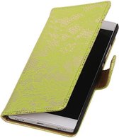 Huawei P8 Lace/Kant Booktype Wallet Cover Groen - Cover Case Hoes
