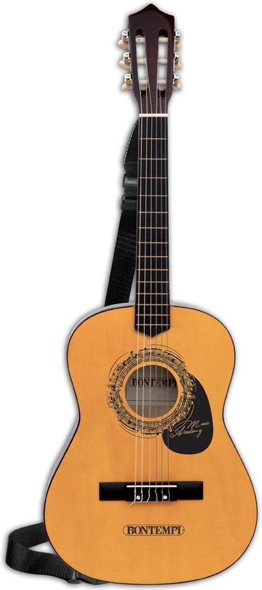 Bontempi - Houten Gitaar - 6 Snaren - Schouderband 92 Cm