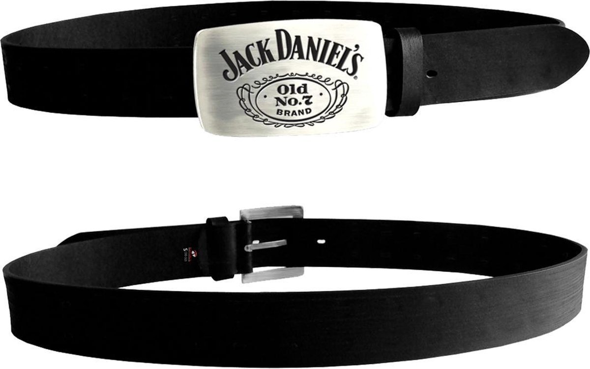 Draai vast kust aansporing Jack Daniels Leren Riem, Zwart met Zilverkleurige Gesp Maat M (107cm) |  bol.com