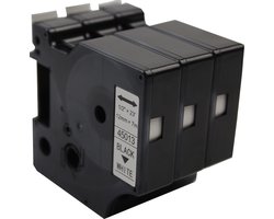 KATRIZ® huismerk label tape voor Dymo 45013 | LabelManager PNP/LabelPoint 150/Protable Labeler PL200/RhinoPRO 5200/6000 | Zwart op Wit | 12mm*7m | 3 stuks
