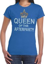Toppers Blauw Queen of the afterparty glitter steentjes t-shirt dames - Officiele Toppers in concert merchandise L