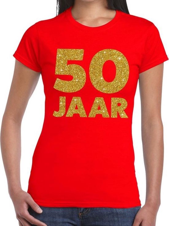 Vrijgevigheid Rendezvous zoon 50 Jaar gouden glitter verjaardag t-shirt rood dames - dames shirt 50 Jaar  - Sarah... | bol.com