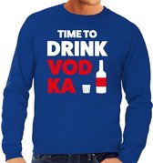 Time to Drink Vodka tekst sweater blauw heren - heren trui Time to Drink Vodka XL