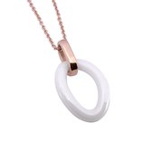 Orphelia HSG-028 - Ketting met hanger - Roestvrij staal Roségoud PVD / Keramiek - 50 cm