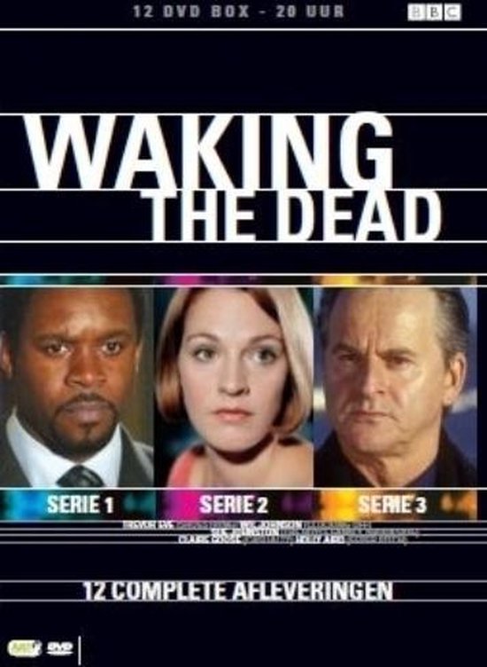 DVD box van Waking The Dead met de gezichten van 3 hoofdrolspelers, Serie 1, 2 en 3.