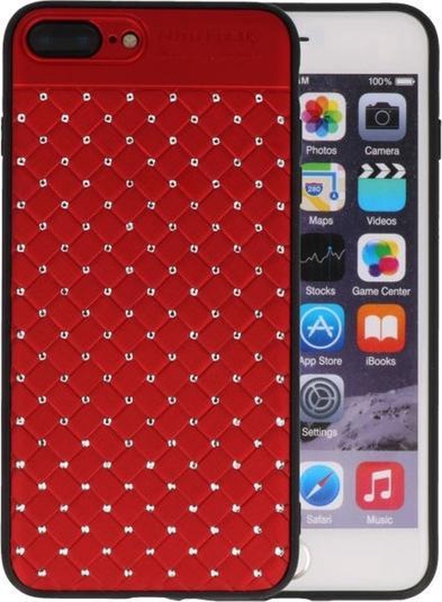 Rood Diamand Geweven hard case hoesje voor Apple iPhone 7 Plus / 8 Plus