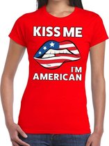 Kiss me I am American t-shirt rood dames 2XL