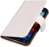 Samsung Galaxy Grand Neo - Wit Krokodil Cover - Book Case Wallet Cover Beschermhoes
