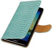 Sony Xperia C4 Snake Slang Booktype Wallet Hoesje Turquoise - Cover Case Hoes