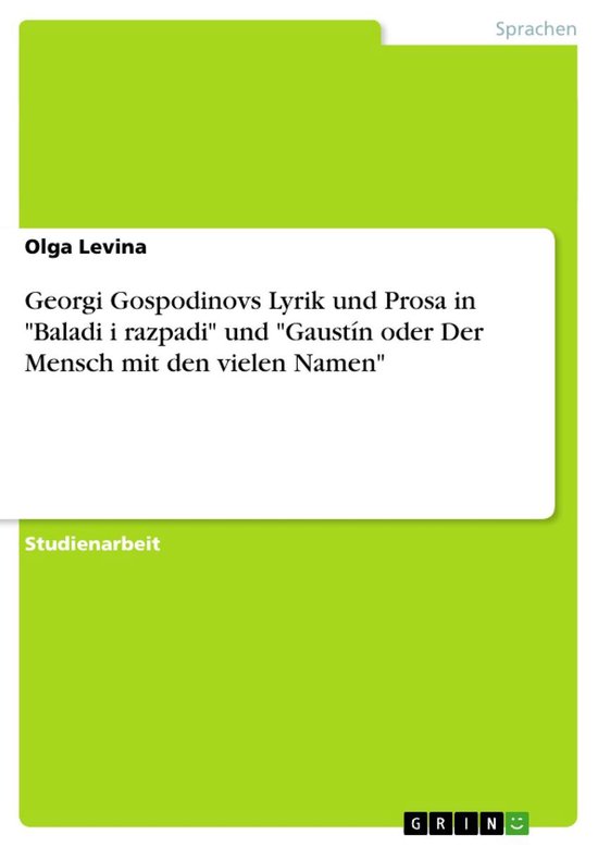 Georgi Gospodinovs Lyrik und Prosa in "Baladi i razpadi" und ... - cover