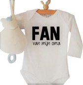 Baby Rompertje met tekst Fan van mijn oma  | Lange mouw | wit | maat 62/68