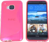 HTC one M9 S Line Gel Silicone Case Hoesje Transparant Neon Roze Pink