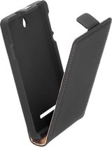 LELYCASE Premium Flip Case Lederen Cover Bescherm Hoesje Sony Xperia E Zwart