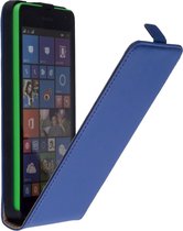 Lederen Blauw Microsoft Lumia 535 Premium Flip Case Cover Hoesje