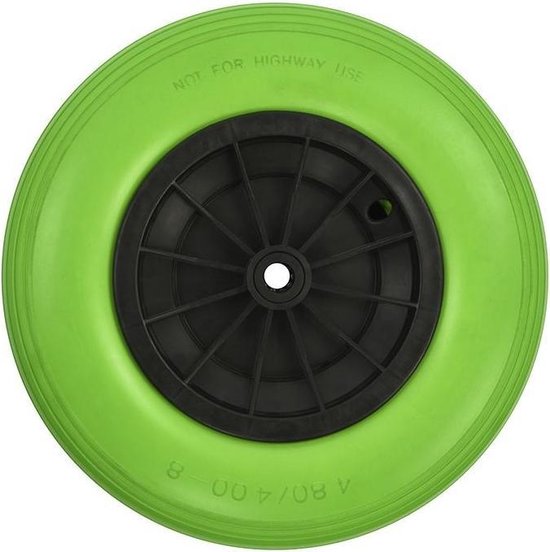 ProPlus Kruiwagenwiel - Lekvrije PU band - Kunststof velg - Ø 396 x 87 mm - Groen/Zwart van ProPlus — afbeelding 4