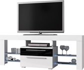 TV meubel TV dressoir Navia high design LED verlichting body wit mat front lades hoogglans zwart wit