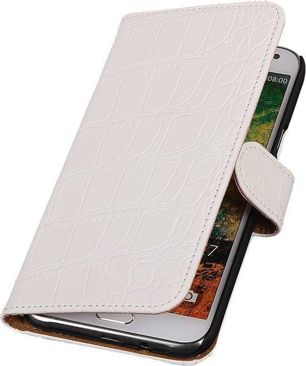 Samsung Galaxy E7 - Crocodile Design Wit - Book Case Wallet Cover Hoesje