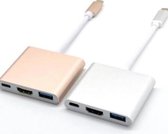 USB-C naar USB 3.0, HDMI en USB-C adapter - geschikt voor Macbook - zilver