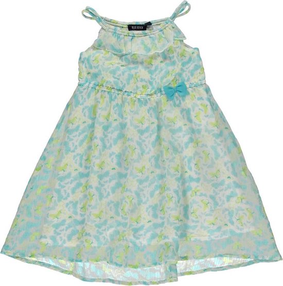 Blue Seven meisjeskleding - Blauwe jurk met vlinderprint - Maat 116 |  bol.com