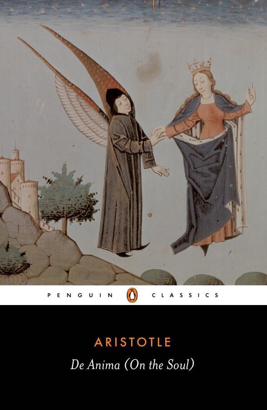 Penguin Classics - "De Anima (On the Soul)" d'Aristote, avec une illustration médiévale d'un ange guidant une reine.