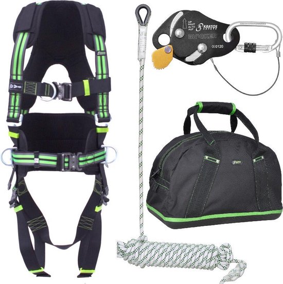 Complete set valbeveiliging Standaard-Plus L-XXL Daken / Afdalen 20mtr - Kratos Safety