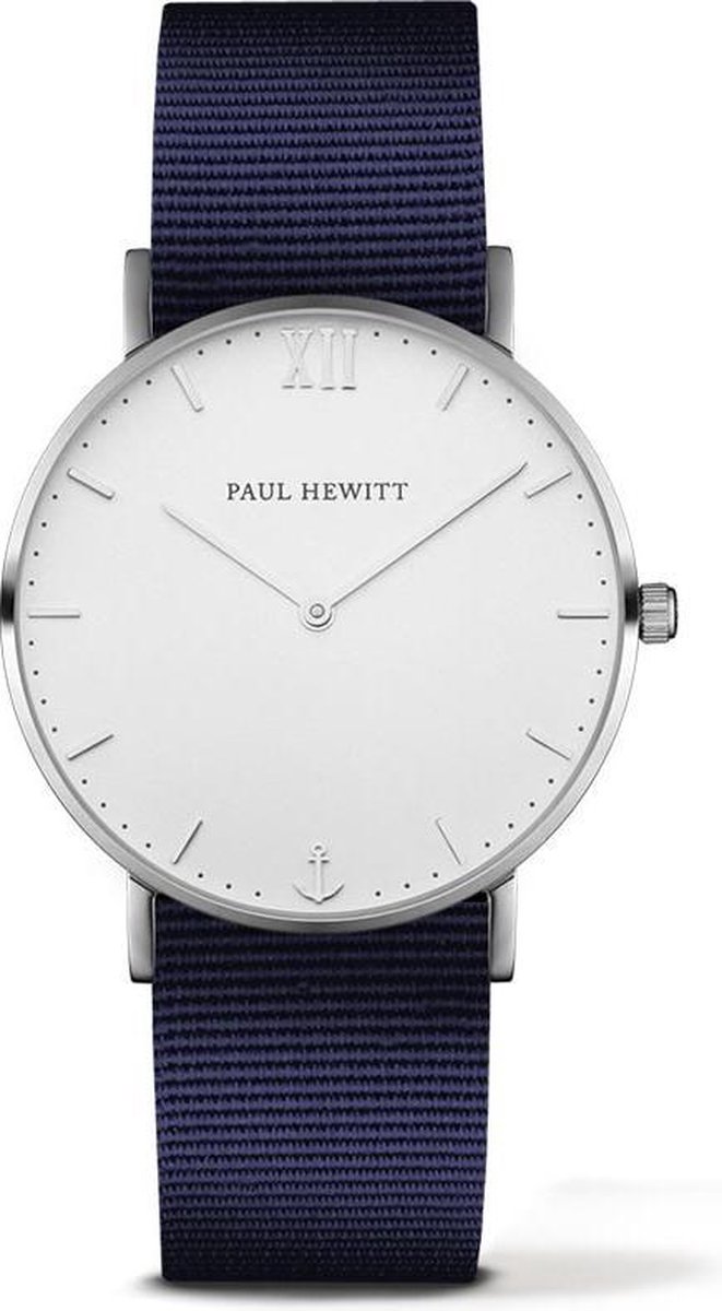 Paul Hewitt Sailor Line White Sand Stainless Steel Perlon PH-SA-S-ST-W-N-20 - Horloge - Nylon - Blauw - Ø 39mm