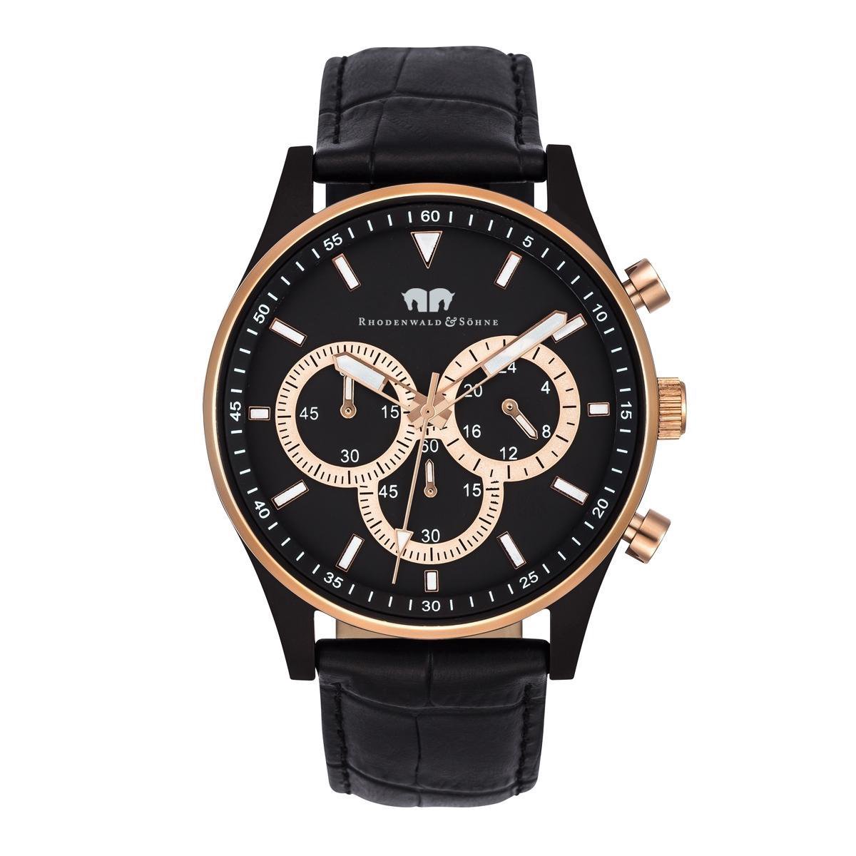 Rhodenwald \u0026 Söhne Rhodenwald Söhne Nightwalker Herenhorloge Chronograaf  Echt leer | bol.com