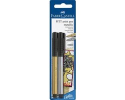 Faber-Castell tekenstift - Pitt Artist Pen - goud en zilver - op blister - FC-167396