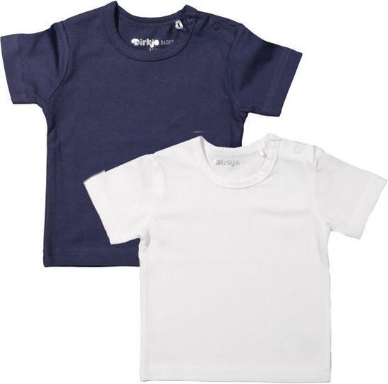 koepel Fluisteren Serie van Dirkje Unisex Shirts Korte Mouwen (2stuks) Wit en Blauw - Maat 68 | bol